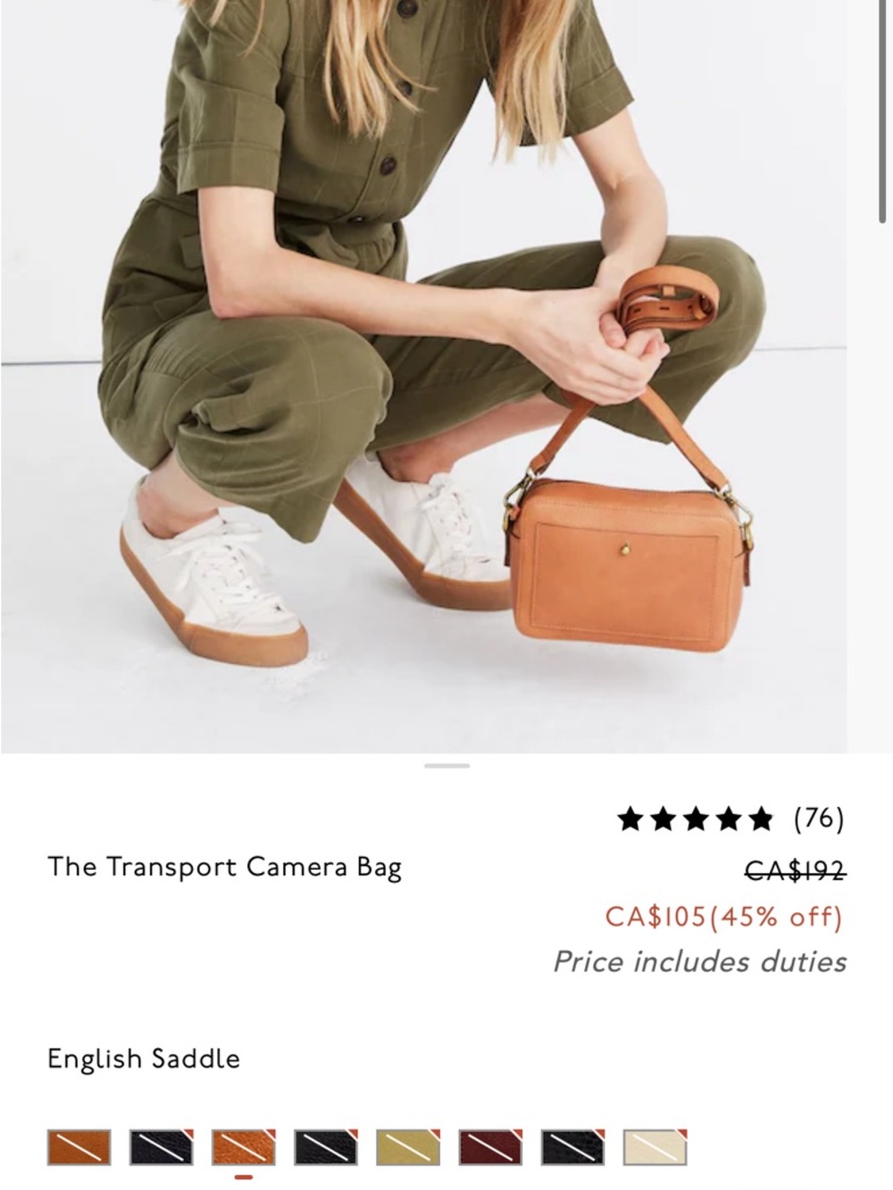 Madewell Leather Crossbody Bag in English Saddle Brown